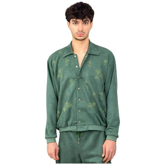 Olive Green Embroidery Unisex Bomber Jacket