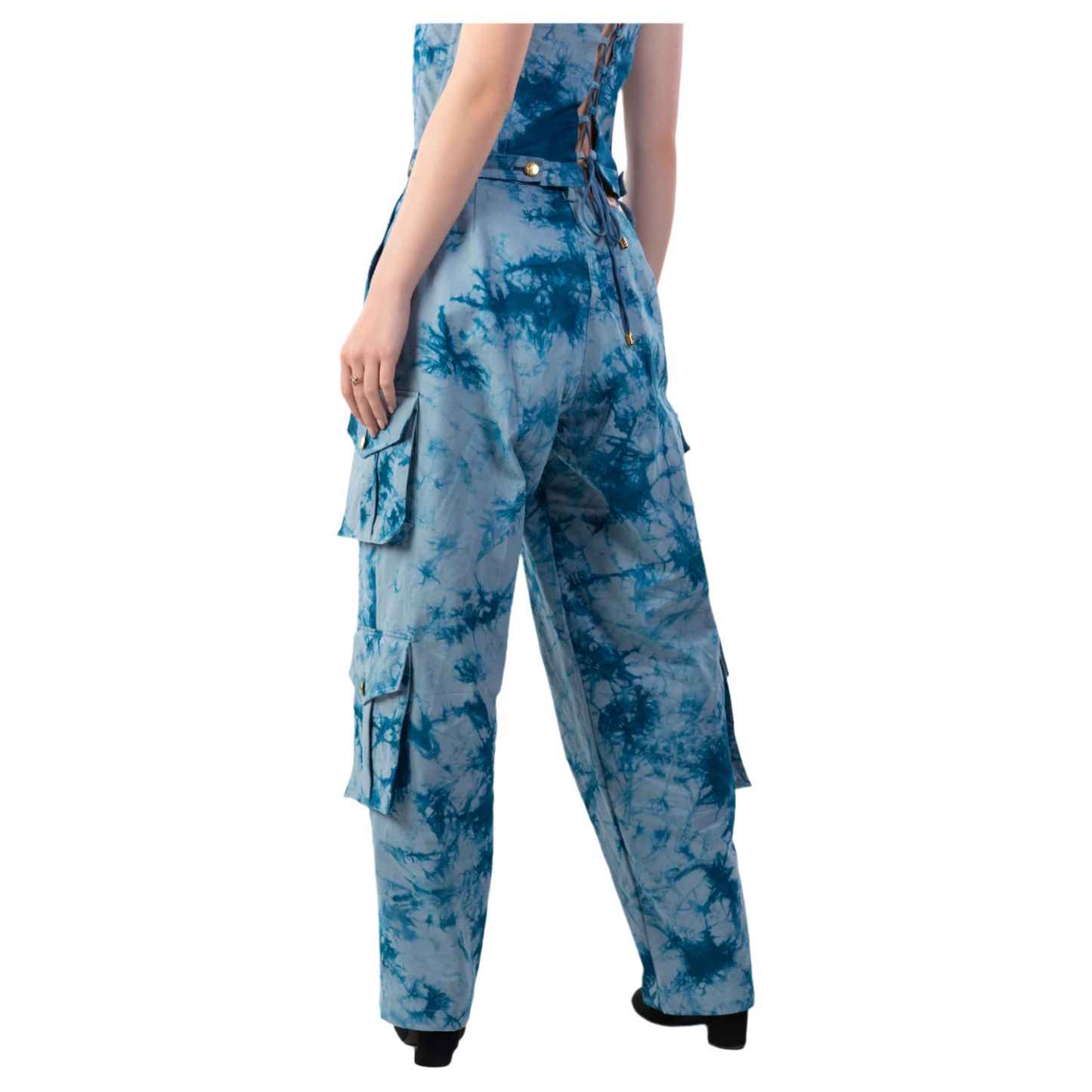 Tye Dye Denim Cargo Pants