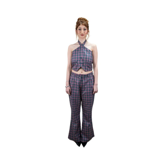 TARTAN PLEAT PANTS