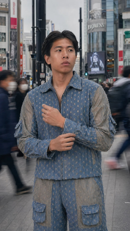 GLIDED FRAY DENIM SHIRT MEN
